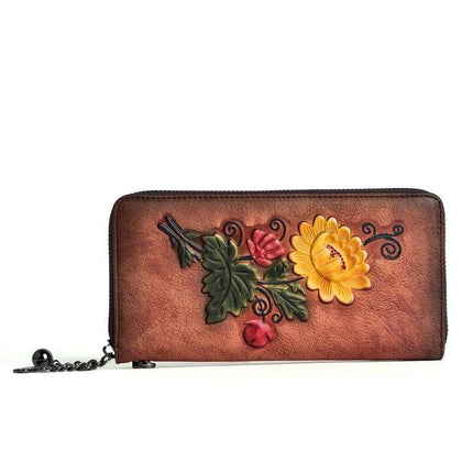 Women's Floral Embroidered Leather Wallet - Wnkrs