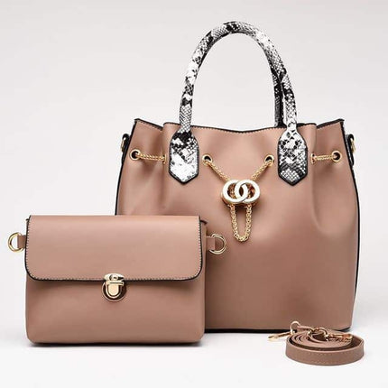 Women's Metal Chain Leather Bag Set - Wnkrs