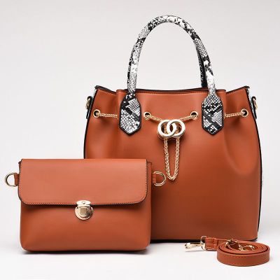 Women's Metal Chain Leather Bag Set - Wnkrs