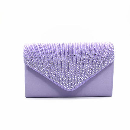 Fashion Satin Evening Bags for Women - Luxury Diamond and Chain Embellished Bag - Wnkrs