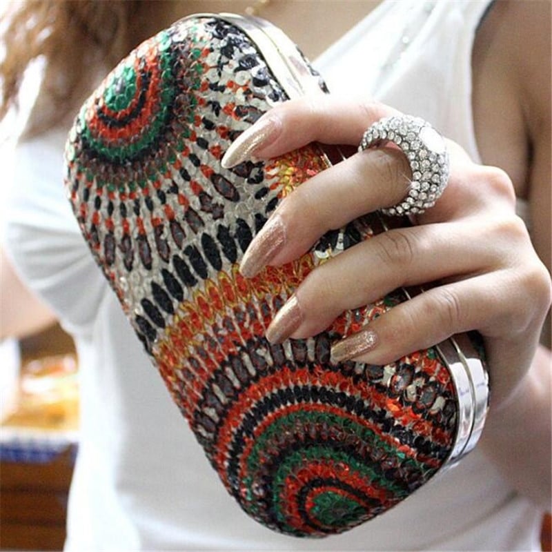 Women's Boho Style Crystal Clutch