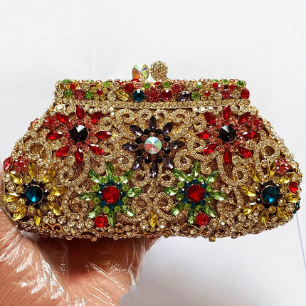 Women's Colorful Crystal Patterned Evening Clutch - Wnkrs