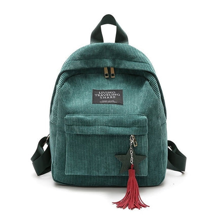 Women's Corduroy Backpack with Tassel - Wnkrs