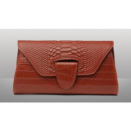 Women's Genuine Leather Clutch Bag with Crocodile Pattern - Wnkrs