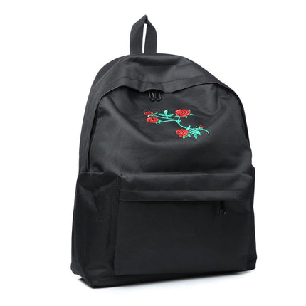 Women's Rose Embroidered Canvas Backpack - Wnkrs