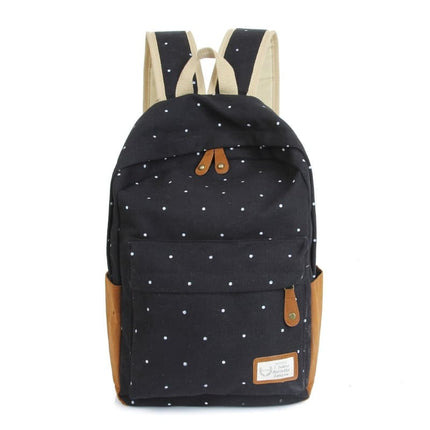 Casual Canvas Women's Backpack with Polka Dot Print - Wnkrs