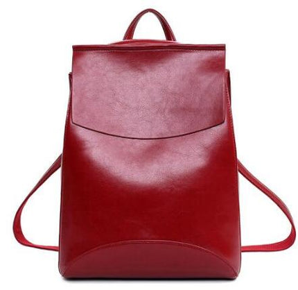 Women's Casual Leather Backpack - Wnkrs