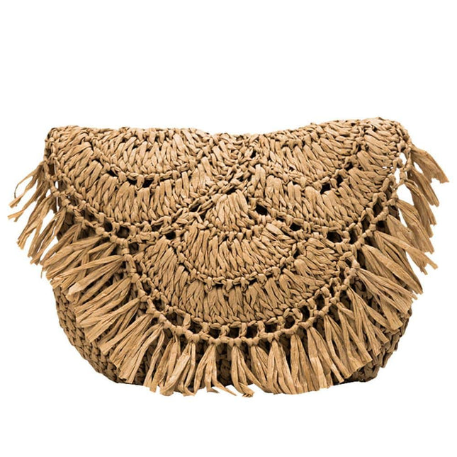 Handmade Straw Beach Bag with Tassels - Wnkrs