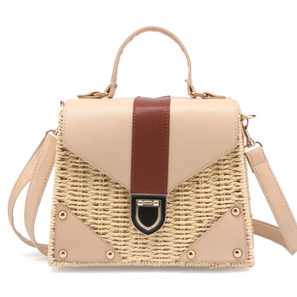 Women's Straw and Eco Leather Retro Handbag - Wnkrs