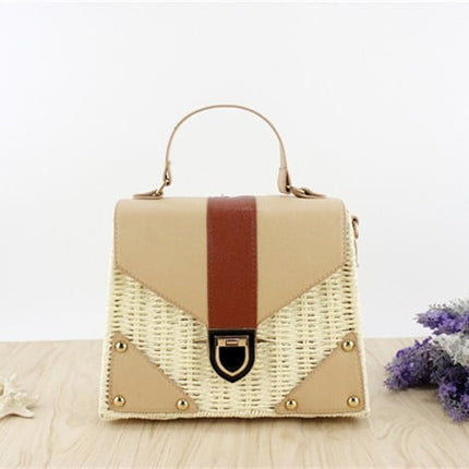 Women's Straw and Eco Leather Retro Handbag - Wnkrs