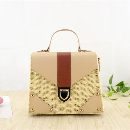 Women's Straw and Eco Leather Retro Handbag - Wnkrs