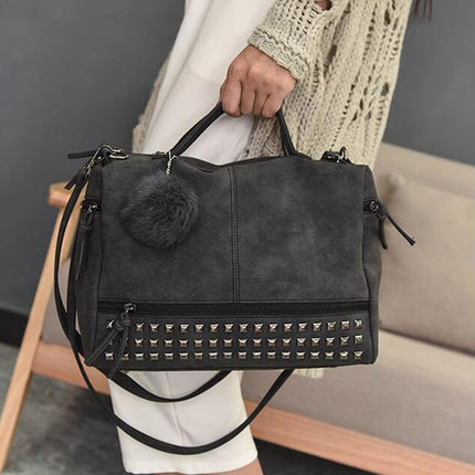 Women's Leather Bag with Pompom - Wnkrs