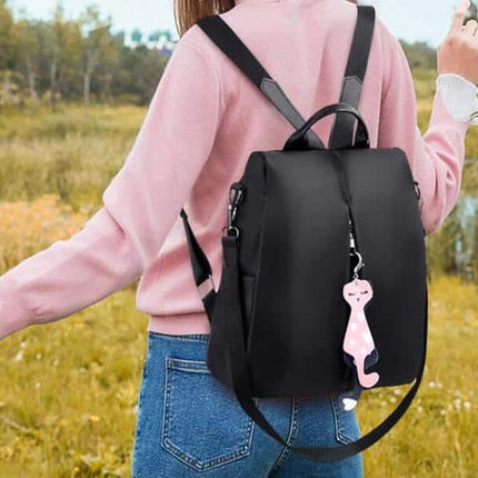 Women's Small Backpack with Cat Pendant - Wnkrs