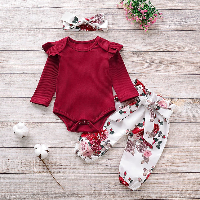 Baby Girl's Roses Printed Clothing Set - Wnkrs