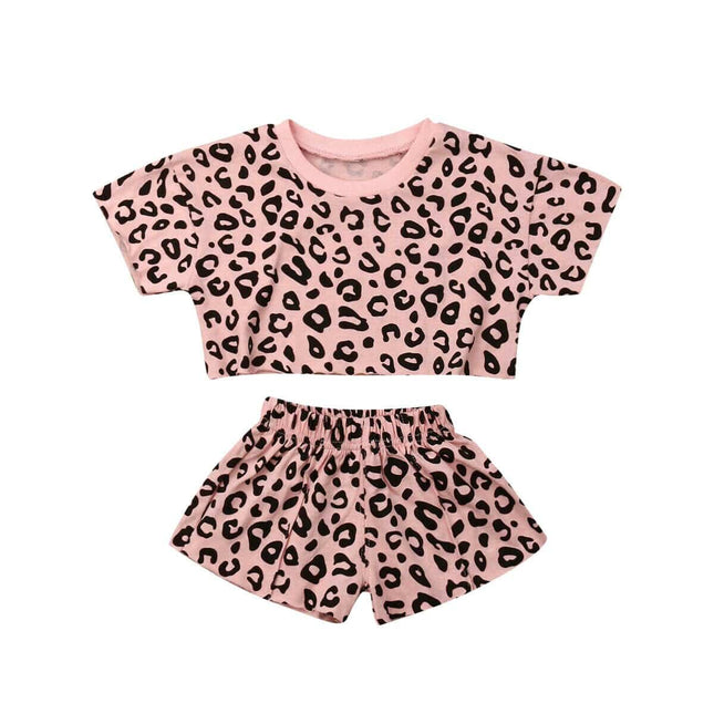 Baby Girl's Leopard Printed Cotton T-Shirt with Shorts Set
