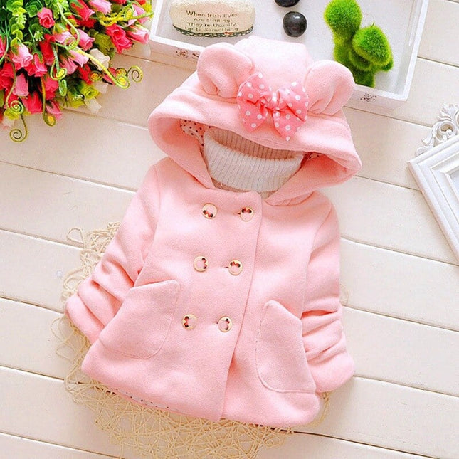 Winter Printed Hearts Hooded Coat for Baby Girls - Wnkrs
