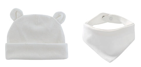 Personalised Baby Cotton Hat and Bib Set