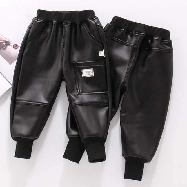 Winter Faux Leather Cargo Pants