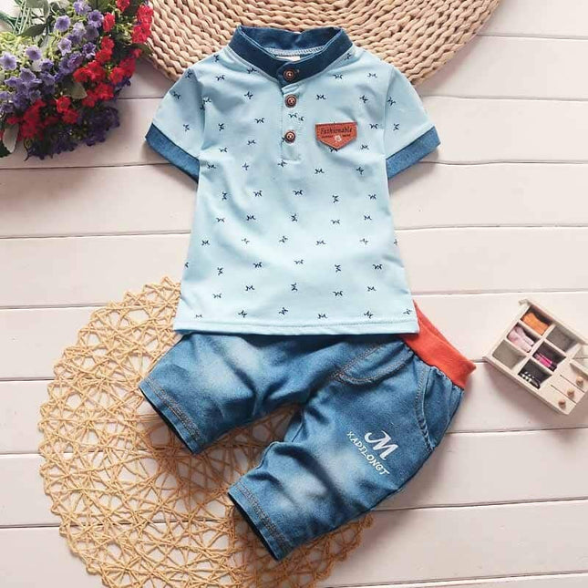 Cute Casual Summer Patterned Boy's Clothing Set