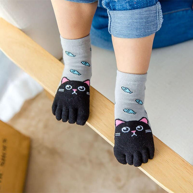 Kid's Cartoon Animal Style Cotton Toe Socks - Wnkrs