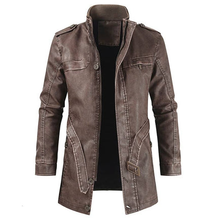 Men's Casual Long Leather Jacket - Wnkrs