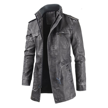 Men's Casual Long Leather Jacket - Wnkrs