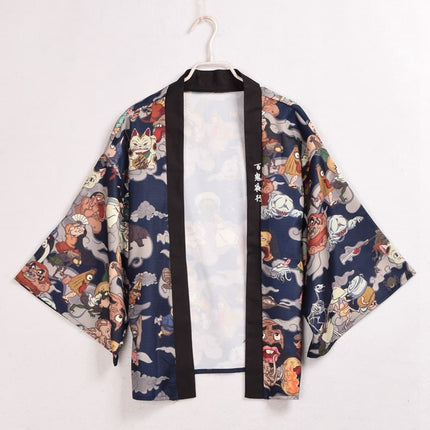 Cartoon Printed Japanese Short Kimono - Wnkrs