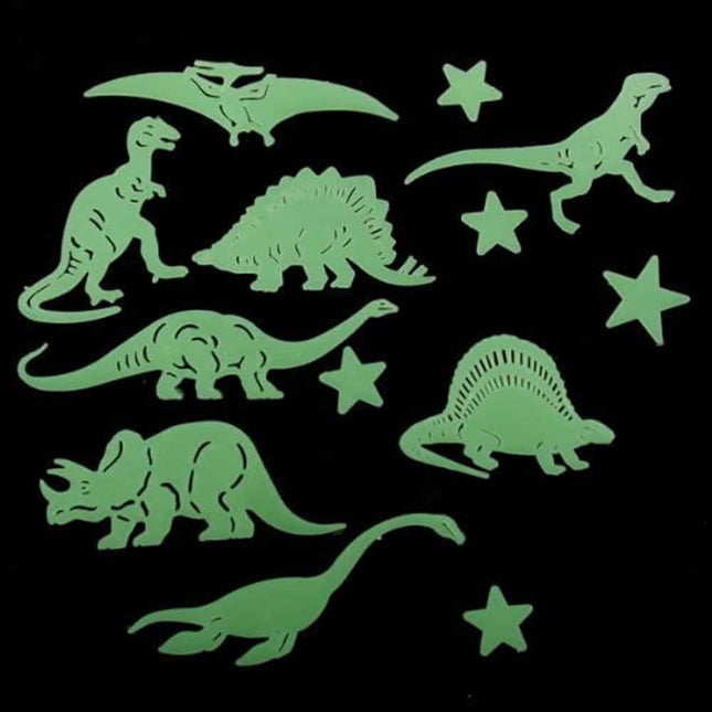 Boy's 13 Pcs Fluorescent Dinosaurs Wall Stickers - wnkrs