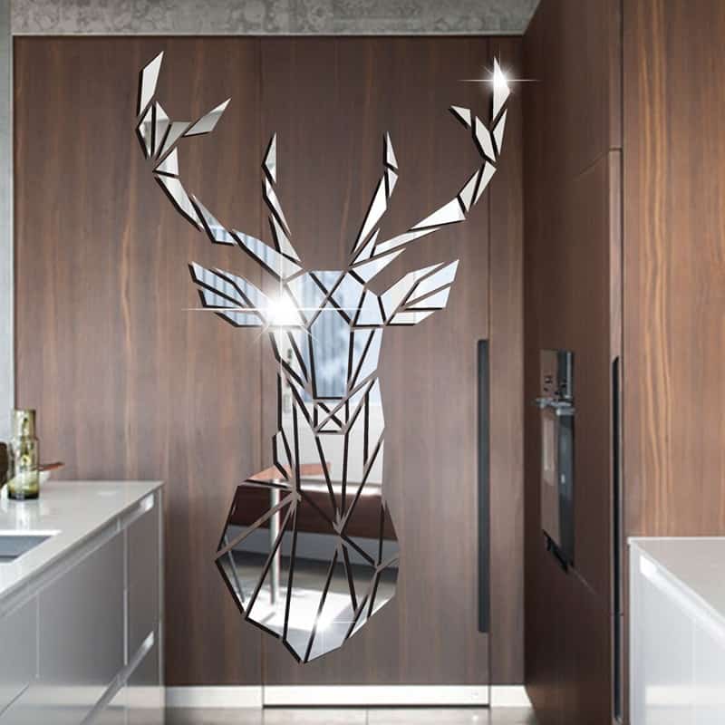 3D Mirror Deer Wall Sticker