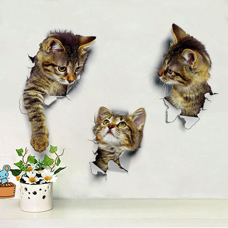 3D Cats Vinyl Wall Stickers