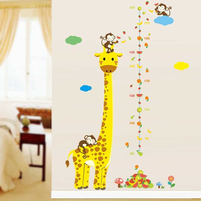 Cartoon Giraffe Height Measuring Wall Sticker