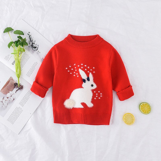 Rabbit Patterned Sweater for Baby Girls