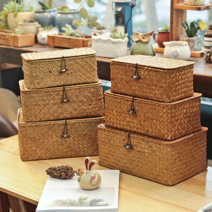 Woven Seagrass Storage Box with Lid - Wnkrs