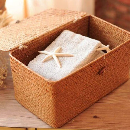 Woven Seagrass Storage Box with Lid - Wnkrs