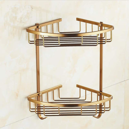 Mediterranean Design Two Layer Metal Bathroom Shelf - wnkrs