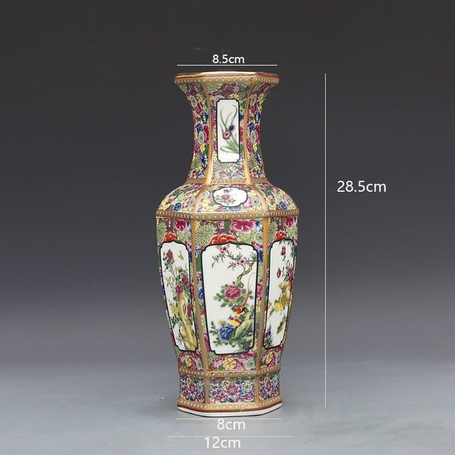 Antique Style Hexagonal Porcelain Vase - Wnkrs