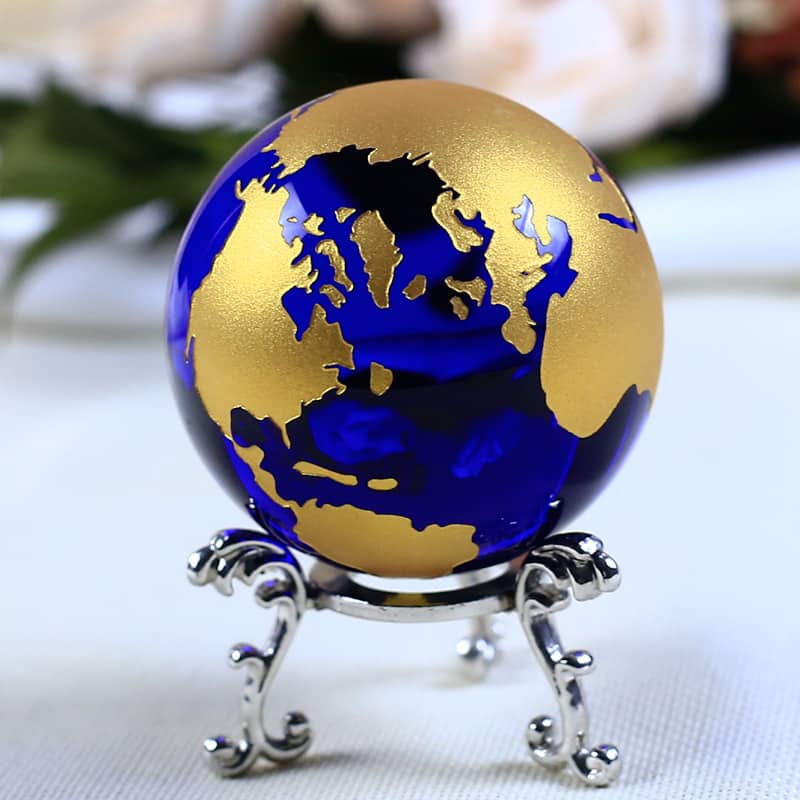 6 cm Blue Earth Planet Crystal Ball