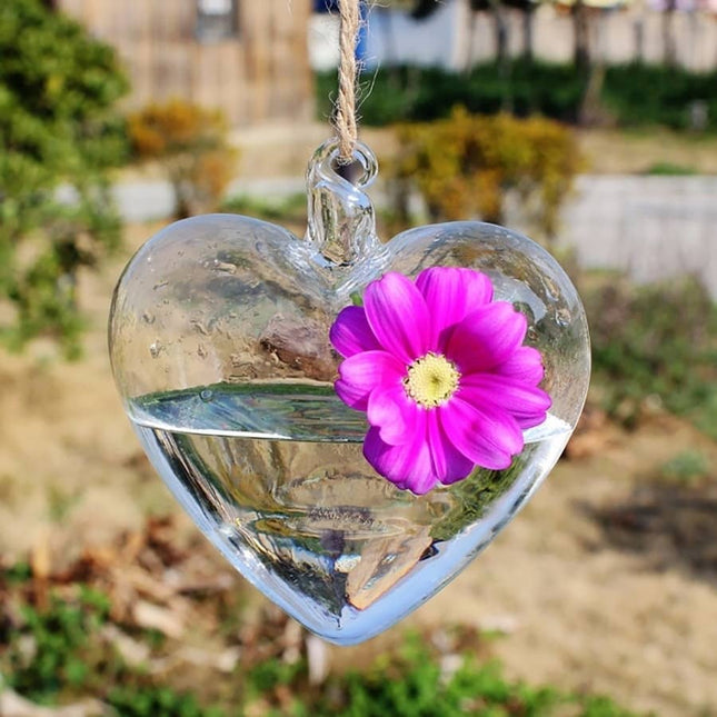 Clear Glass Hanging Vase in Heart Shape - wnkrs