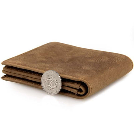Luxury Coffee and Light Brown Men's Genuine Leather Short Wallet - Wnkrs