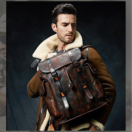 Vintage Style Men's Leather Backpack - Wnkrs