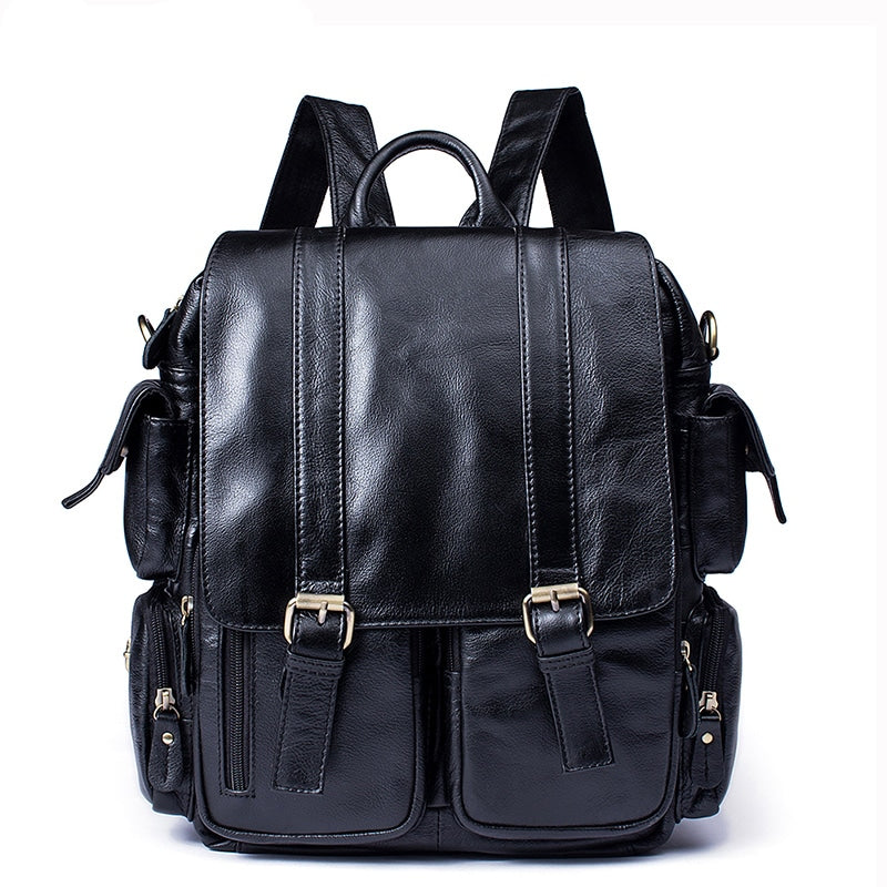 Casual Large Capacity Men's Genuine Leather Backpack