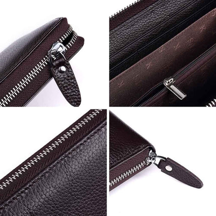 Long Leather Business Wallet with Zipper for Men - Wnkrs