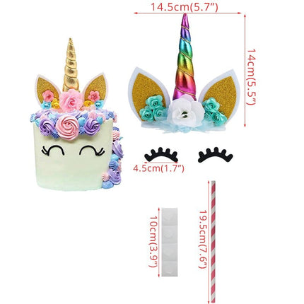 Unicorn Patterned Cake Decorations Set - wnkrs