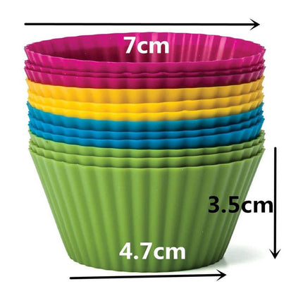 Colorful Round Shaped Silicone Cupcake Molds 12 pcs Set - wnkrs