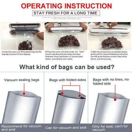 Electric Vacuum Sealer with 10 pcs Food Saver Bags - wnkrs
