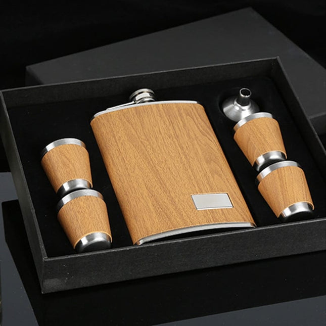 Wood Coated Hip Flask Gift Set - wnkrs