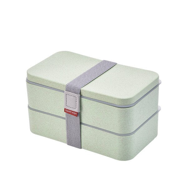 Wheat Straw Double Layers Lunch Box with Spoon
