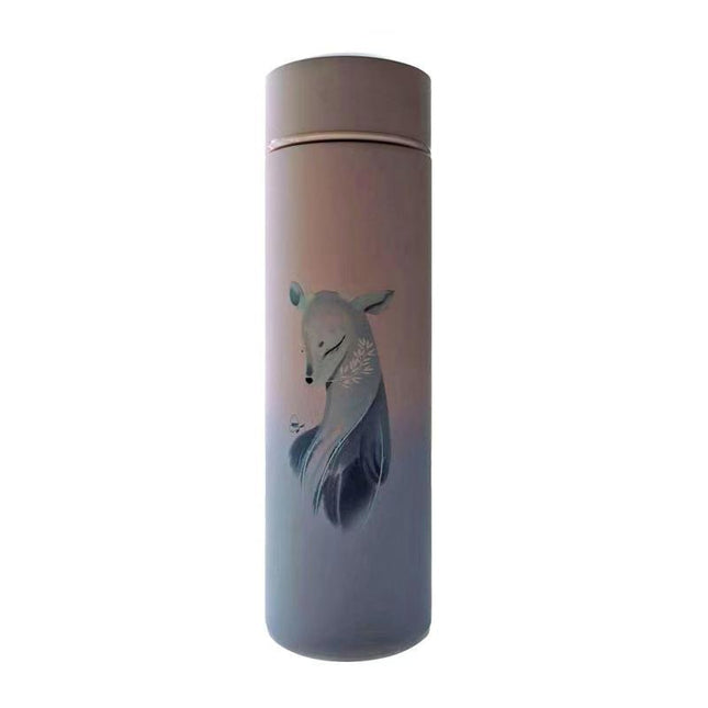 Nordic Style Deer Print Straight Cup Insulated Thermos