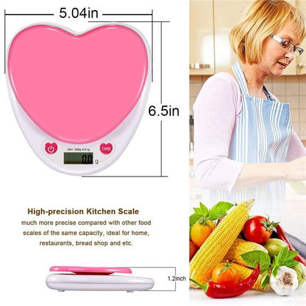 Pink Heart Shaped Digital Kitchen Scale with LCD Display - Wnkrs