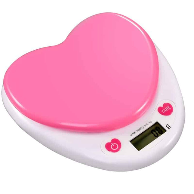 Pink Heart Shaped Digital Kitchen Scale with LCD Display
